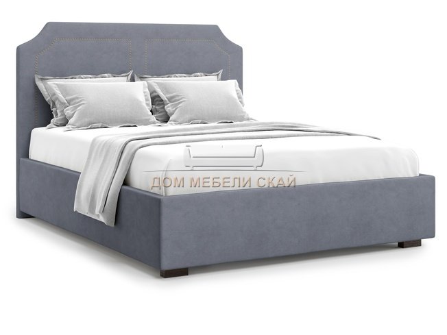 Кровать двуспальная 160x200 Lago с подъемным механизмом, серый велюр velutto 32