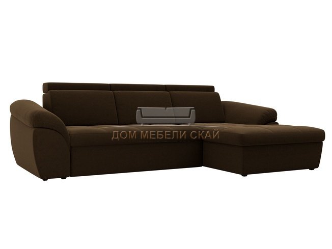Угловой диван-кровать правый Мисандра, коричневый/микровельвет