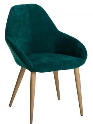 Стул-кресло Kent, микровельвет изумрудного цвета/натуральный дуб