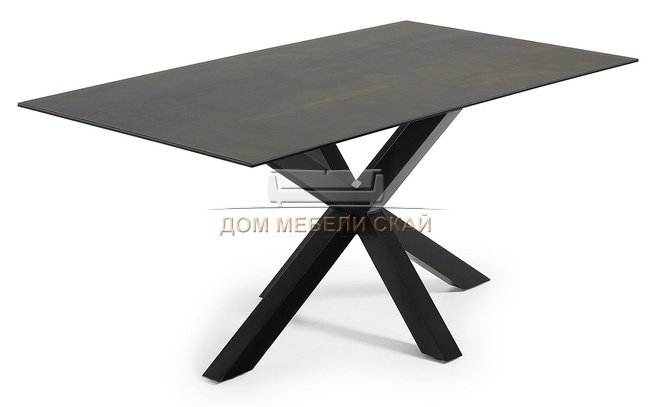 Стол обеденный Arya 180x100, черный каркас/фарфоровый чугун Мох C409K09