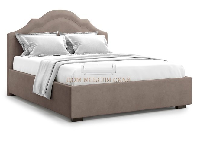 Кровать полутороспальная 140x200 Madzore без подъемного механизма, коричневый велюр velutto 22