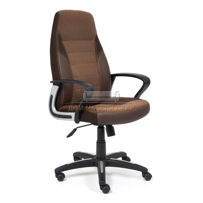 Кресло офисное Интер Inter, коричневое/экокожа/флок