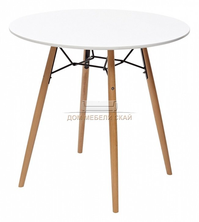 Стол обеденный круглый CLIDE D80, белый/массив бука