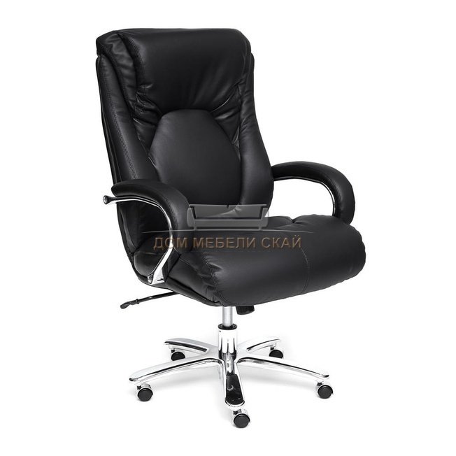 Кресло офисное Макс Max, черная натуральная кожа