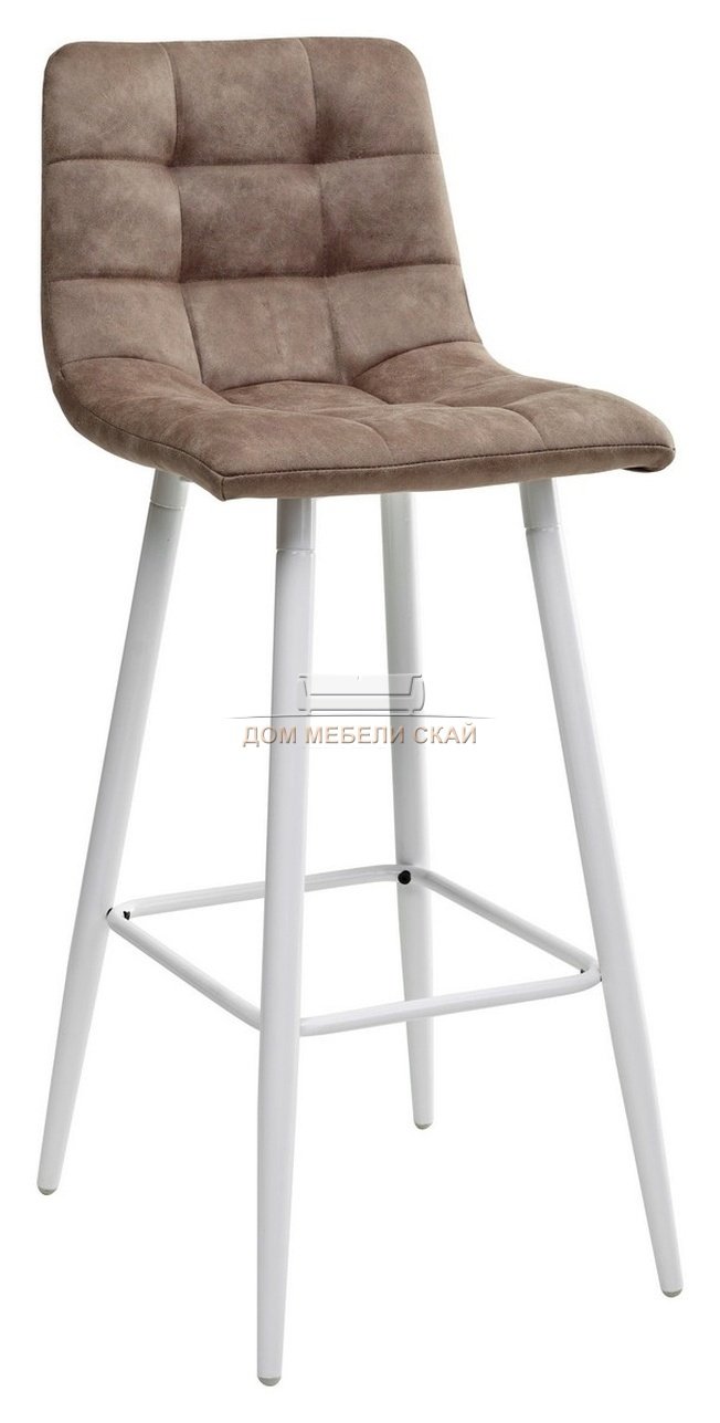 Барный стул SPICE, теплый серый/ткань микрофибра/белый каркас