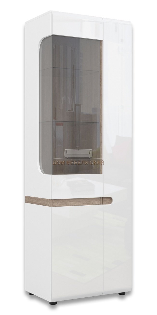 Шкаф-витрина 2-дверный Линате левый 3D /TYP01L, белый глянец
