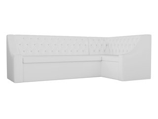 Кухонный угловой диван правый Мерлин, белый/экокожа