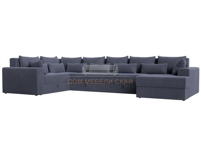 П-образный угловой диван Майами, серый/рогожка