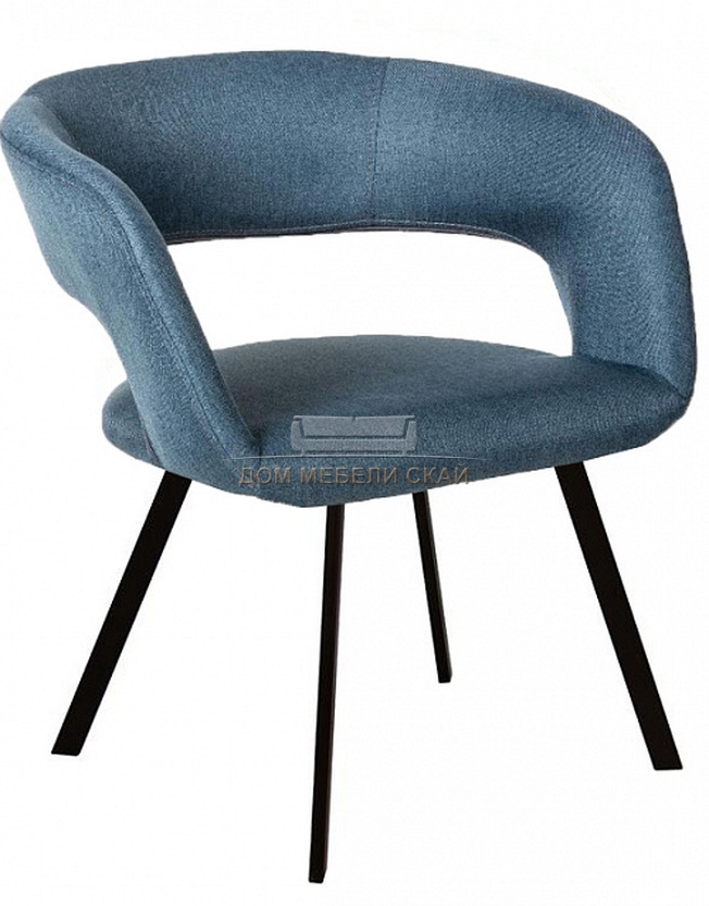Стул-кресло Walter, рогожка синего цвета/арки черный