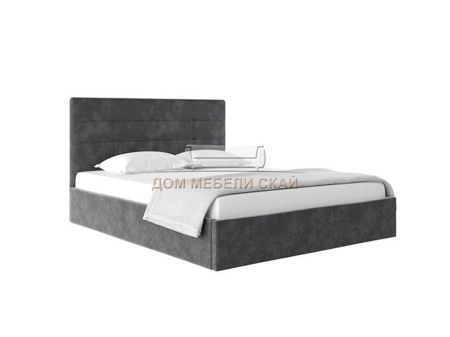 Кровать полутороспальная 140х200 Соната с ПМ, велюр серый