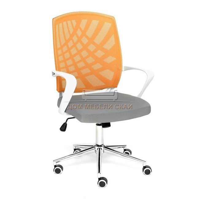Кресло офисное Рэй RAY, серая ткань/оранжевая сетка
