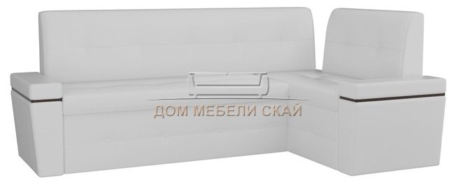 Кухонный угловой диван правый Деметра, белый/экокожа
