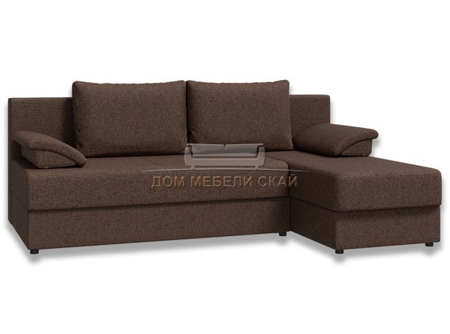 Угловой диван-кровать Лира без боковин, коричневый/рогожка