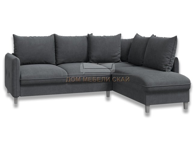 Угловой диван-кровать Лофт, темно-серый велюр