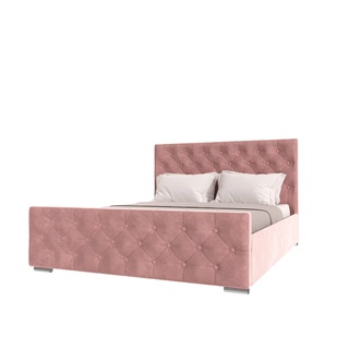 Кровать двуспальная 160х200 ИНТЕРО с ПМ, велюр розовый