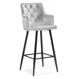 Барный стул Ofir, велюровый светло-серого цвета  light gray