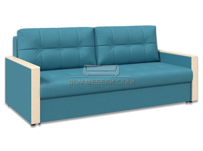 Диван-кровать Норд с декором БНП, голубая рогожка/береза