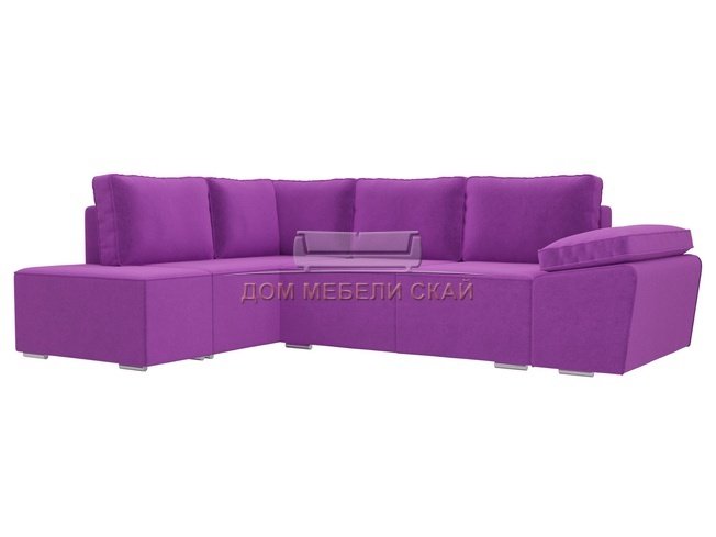 Угловой диван-кровать левый Хавьер, фиолетовый/микровельвет