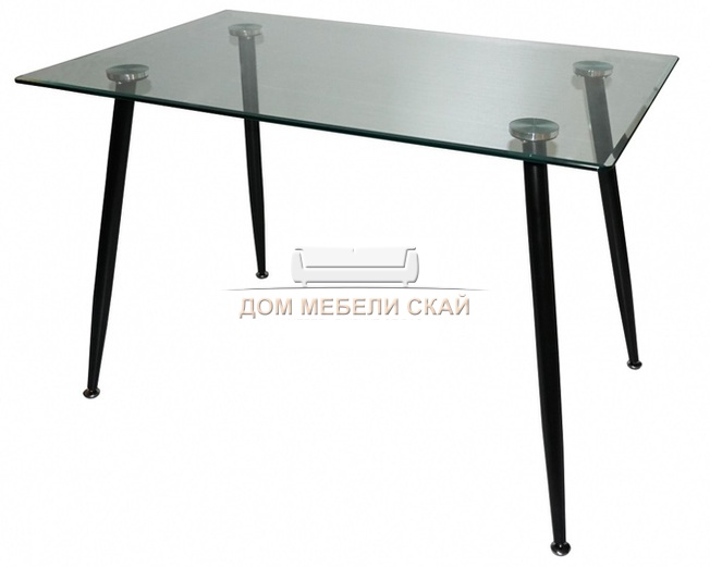 Стол обеденный HM001, прозрачное стекло/темно-серые ножки
