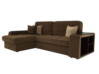 Угловой диван-кровать левый Брюссель, коричневый/микровельвет