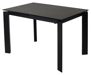 Стол обеденный раздвижной CORNER 120, MATT BLACK MARBLE SINTERED STONE/BLACK