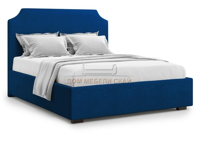 Кровать двуспальная 160x200 Izeo с подъемным механизмом, синий велюр velutto 26