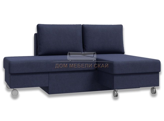 Угловой диван-кровать Лира трансформер, темно-синий велюр