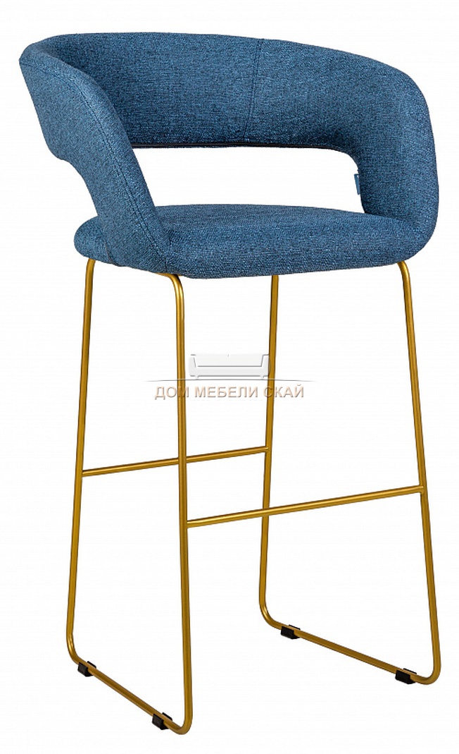 Стул-кресло полубарное Walter, рогожка темно-синего цвета блю арт/линк золото