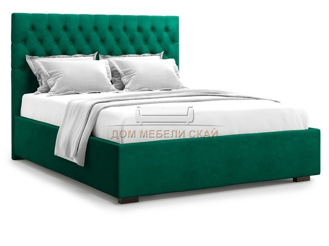 Кровать полутороспальная 140x200 Nemi без подъемного механизма, зеленый велюр velutto 33