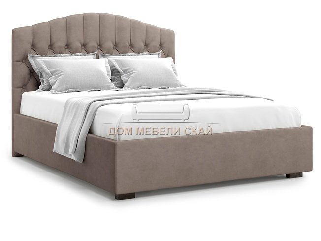 Кровать полутороспальная 140x200 Lugano без подъемного механизма, коричневый велюр velutto 22