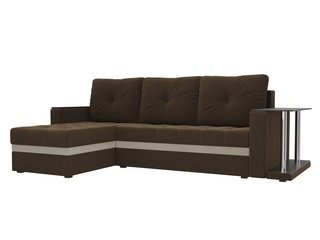 Угловой диван-кровать левый Атланта М, коричневый/микровельвет