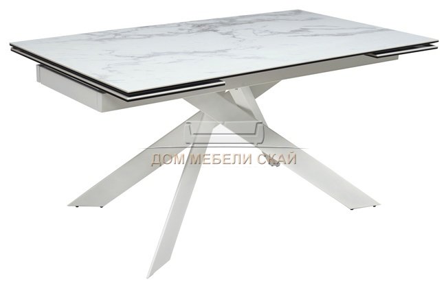 Стол обеденный раздвижной SPYDER 160, MARBLES KL-99 итальянская керамика/белый каркас
