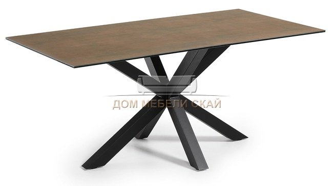 Стол обеденный Arya 180x100, черный каркас/фарфоровый Corten C409K10