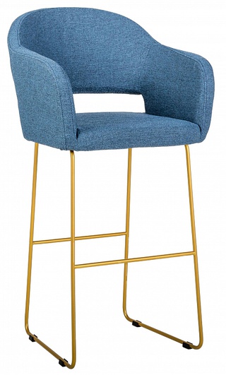 Кресло барное Oscar, рогожка синего цвета блю арт/линк золото