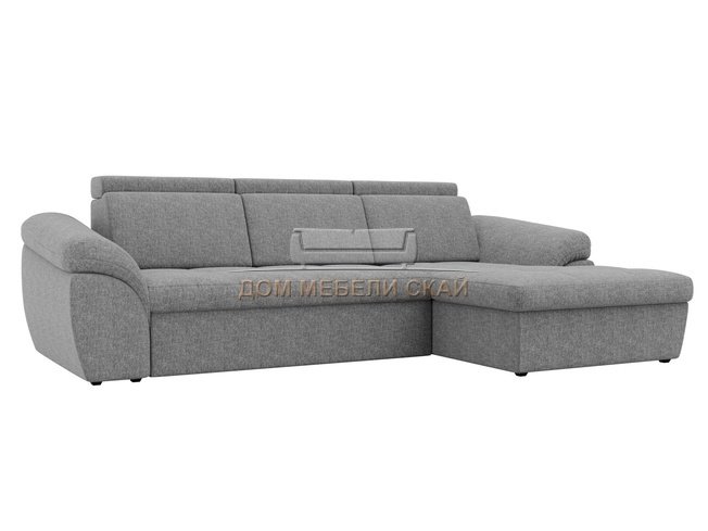 Угловой диван-кровать правый Мисандра, серый/рогожка