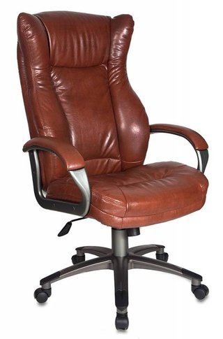 Кресло руководителя CH-879DG, коричневая экокожа