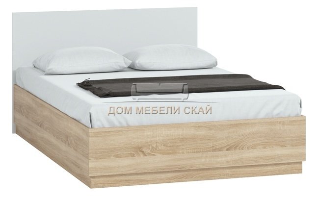 Кровать полутороспальная Стелла 1400, дуб сонома/белый снег
