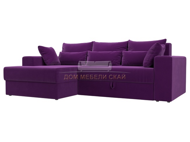 Угловой диван-кровать левый Майами, фиолетовый/микровельвет