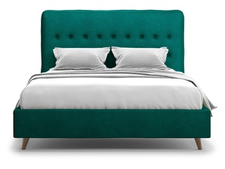 Кровать двуспальная 160x200 Bergamo Lux, зеленый велюр velutto 33