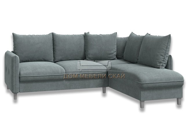Угловой диван-кровать Лофт, серый велюр