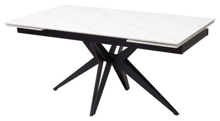Стол обеденный раздвижной FORIO 160, MATT WHITE MARBLE SINTERED STONE/черный