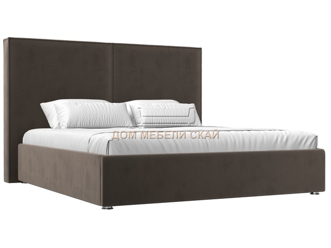 Кровать двуспальная 160x200 Аура с ПМ, коричневый велюр