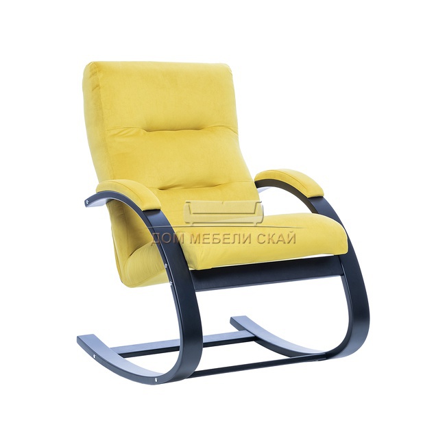 Кресло-качалка Leset Милано, велюр V28 желтый/венге