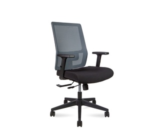 Кресло офисное Techo LB, черный пластик/серая сетка/черная ткань