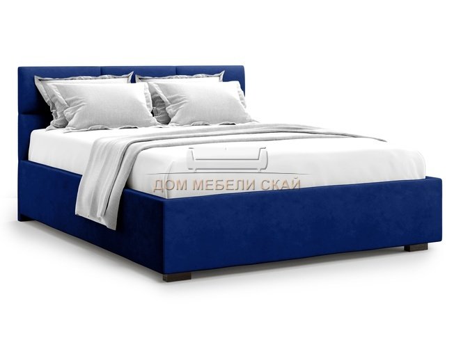 Кровать двуспальная 160x200 Bolsena с подъемным механизмом, синий велюр velutto 26