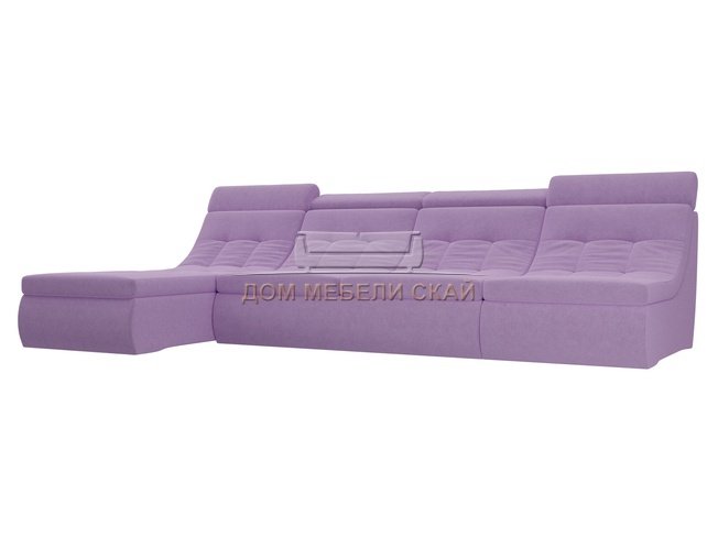 Угловой модульный диван-кровать левый Холидей Люкс, сиреневый/микровельвет