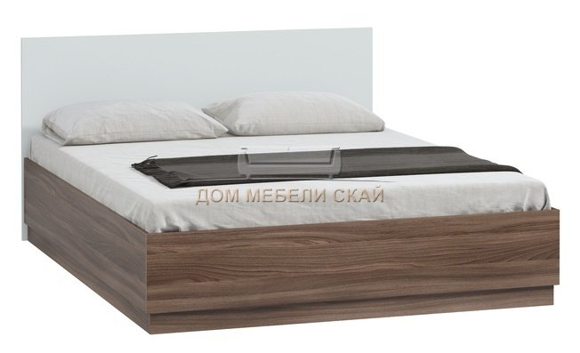 Кровать полутороспальная Стелла 1400, шимо темный/белый снег