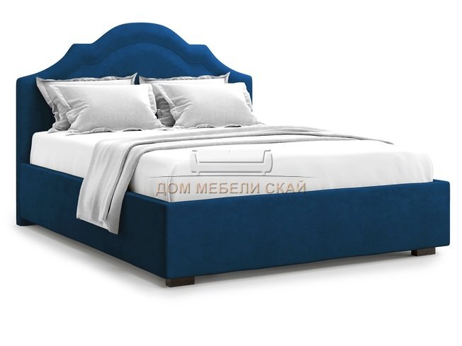 Кровать двуспальная 160x200 Madzore без подъемного механизма, синий велюр velutto 26