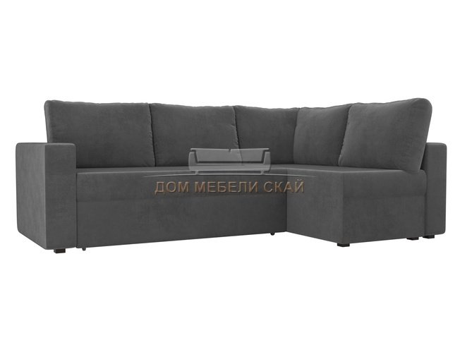 Угловой диван-кровать правый Оливер, серый/велюр