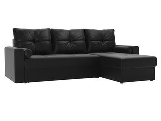 Угловой диван-кровать правый Верона, черный/экокожа